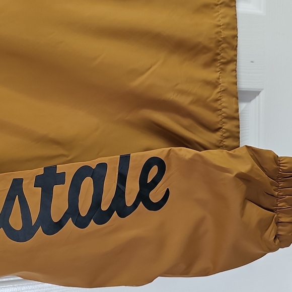 NWT Aeropostale Men Zip Windbreaker Hoodie Drawstring Logo Gold Black Large - Picture 9 of 15